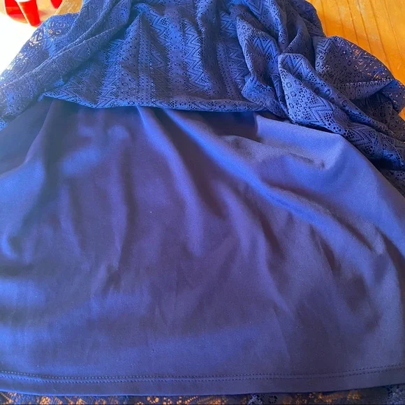 🌊 No Boundaries, Size Large (11-13), Color Navy Blue, Lace Like Dress - Picture 7 of 14